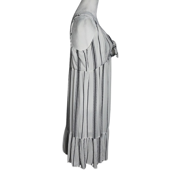 Venus x Lascana White & Black Striped Midi Sundress Size L Bow Adjustable Straps - Picture 5 of 9